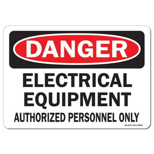OSHA Caution, 3.5" Height, Decal, 5" x 3.5", Landscape, PK10, Electrical equipment authorizred